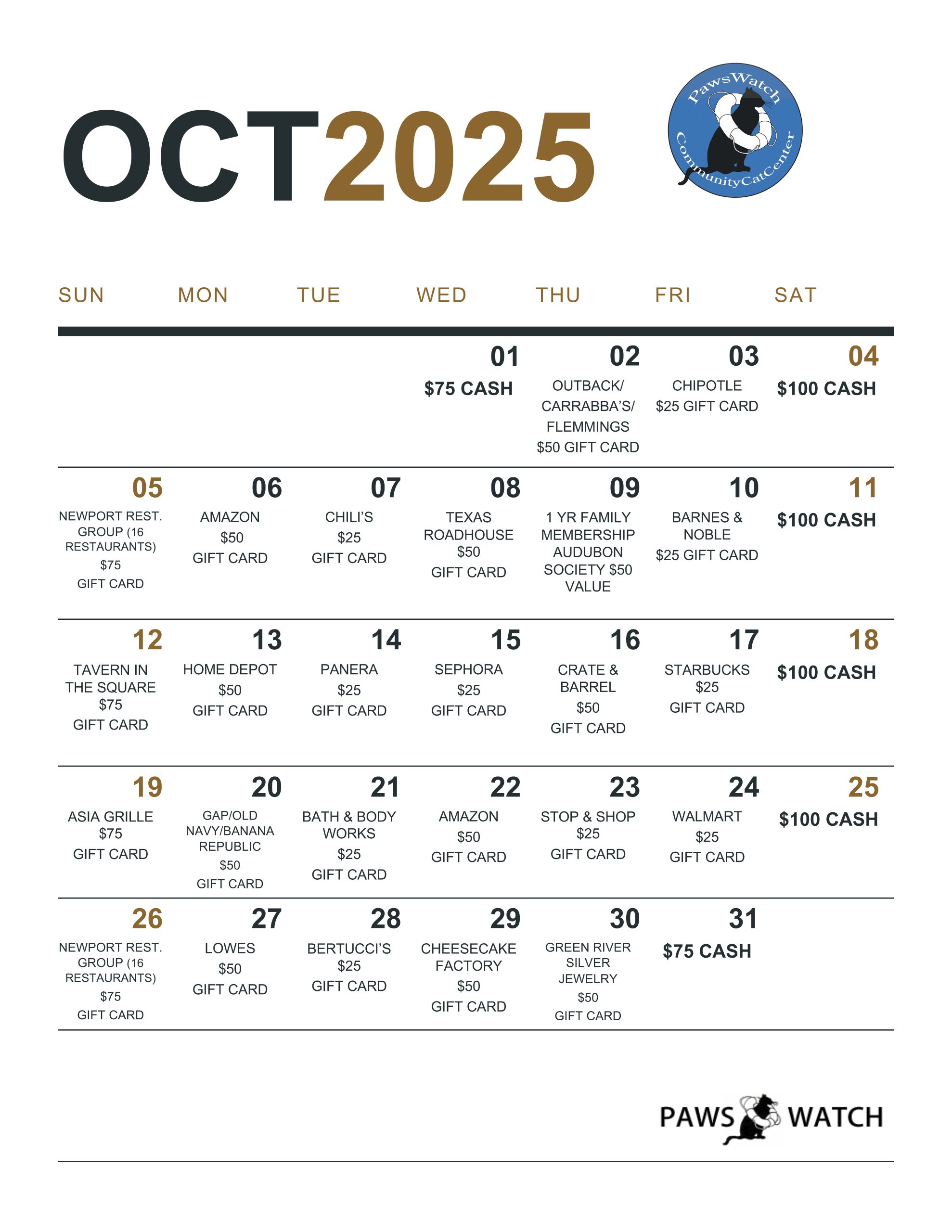 2025 PawsWatch Autumn Raffle & Feline Fundraiser