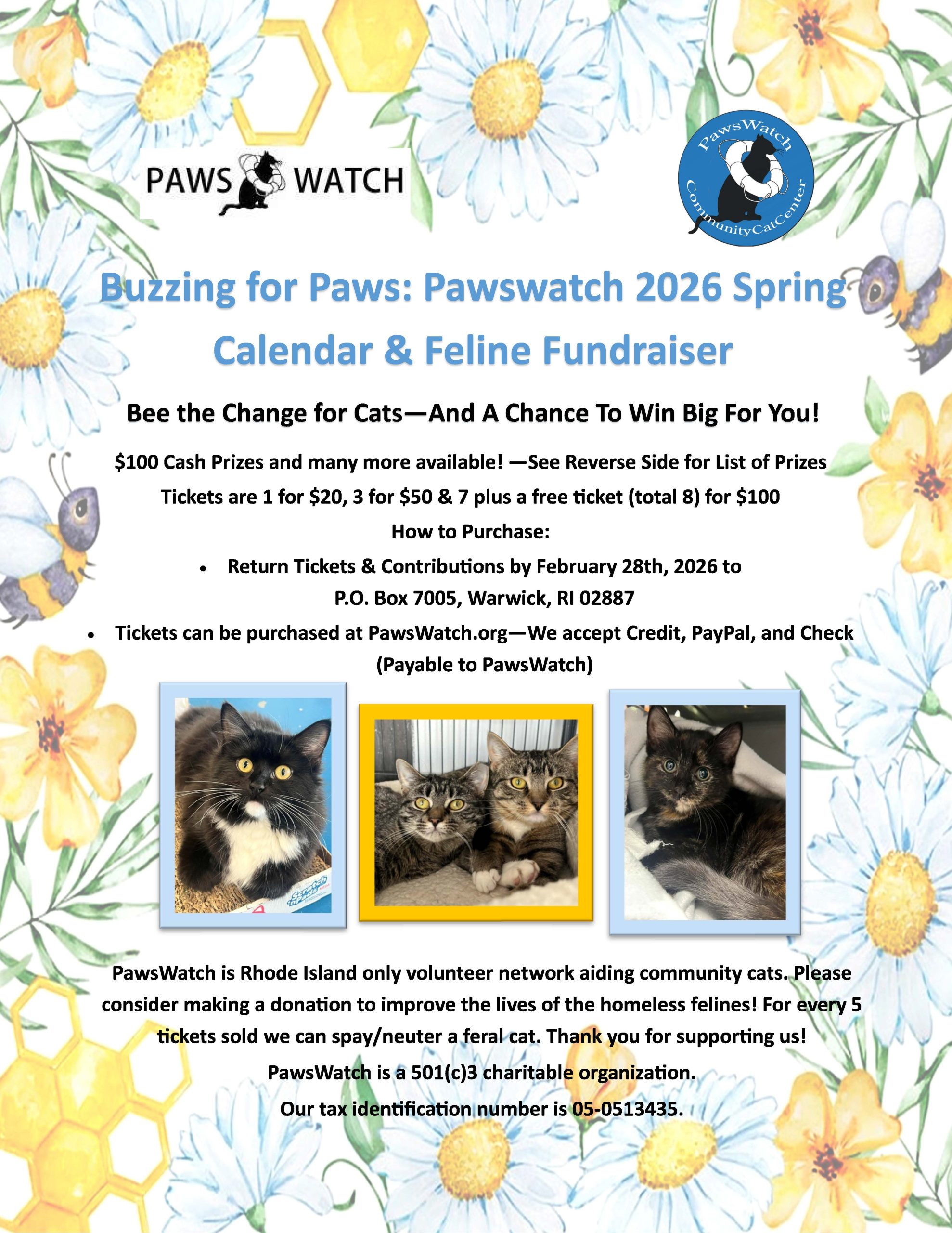 PawsWatch 2026 Spring Raffle Flyer